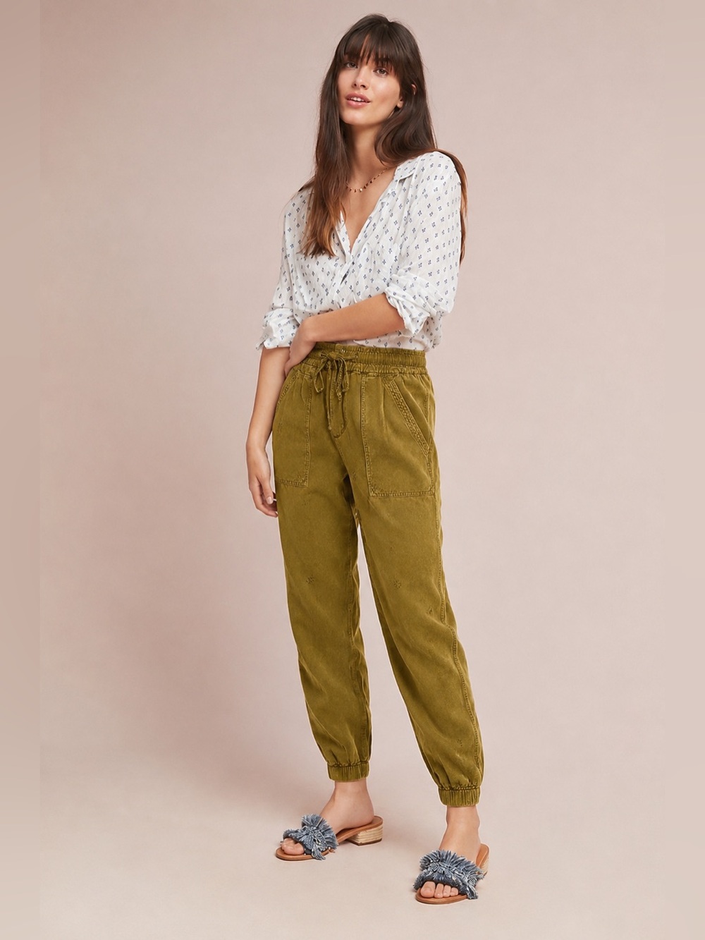 Anthropologie Linen Blend Joggers Pants Womens Size Small